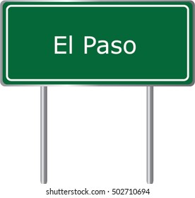 El Paso , Illinois , road sign green vector illustration, road table, USA city