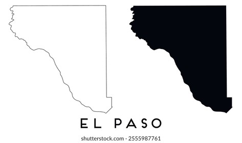 El Paso map outline and black silhouette vector