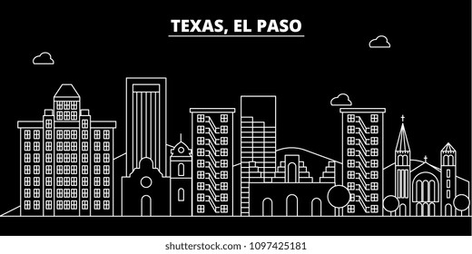 El Paso silhouette skyline. USA - El Paso vector city, american linear architecture, buildings. El Paso travel illustration, outline landmarks. USA flat icon, american line banner