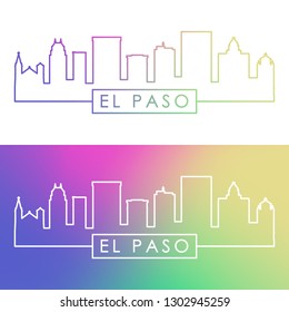 El Paso skyline. Colorful linear style. Editable vector file.