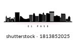 El Paso skyline horizontal banner. Black and white silhouette of El Paso City, Texas. Vector template for your design. 