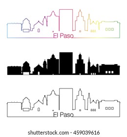 El Paso skyline linear style with rainbow in editable vector file