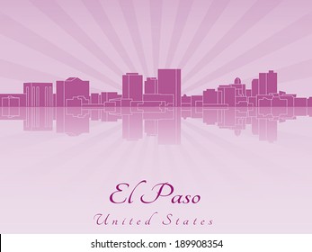 El Paso skyline in purple radiant orchid in editable vector file