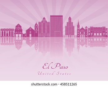 El Paso skyline in purple radiant orchid in editable vector file