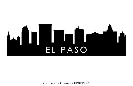 El Paso Skyline Silhouette. Schwarzes El Paso Stadtdesign einzeln auf weißem Hintergrund. 