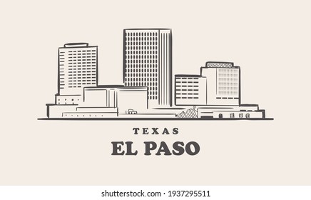 El Paso skyline, texas drawn sketch