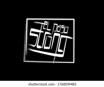 El Paso Strong Lettering Text On Black Background In Vector Illustration