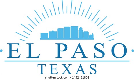 El Paso Texas. Banner Design. City Skyline. Silhouette Vector. Famous Monuments.