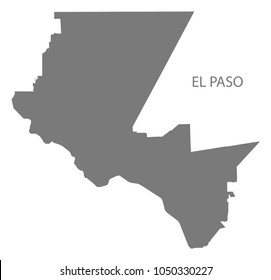 El Paso Texas city map grey illustration silhouette shape