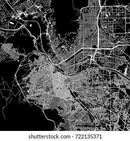 El Paso, Texas. Downtown vector map. City name on a separate layer. Art print template. Black and white.