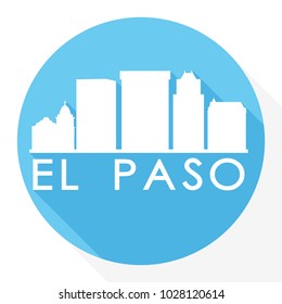 El Paso Texas Flat Icon Skyline Silhouette Design City Vector Art.