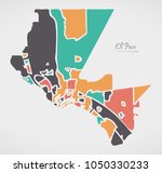 El Paso Texas Map with neighborhoods and modern round shapes