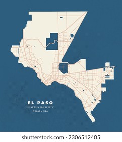 El Paso - Texas map vector poster flyer