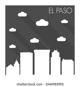 El Paso Texas Skyline City Flat Silhouette Design Background