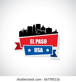 El Paso, Texas skyline - ribbon banner  - vector illustration