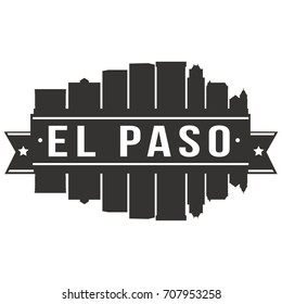 El Paso Texas Skyline Silhouette City Vector Design Art Stencil.