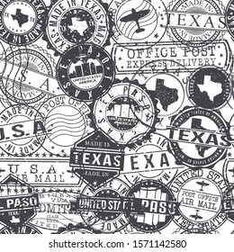 El Paso Texas Stamps Background. City Stamp Vector Art. Postal Passport Travel. Design Set Pattern.