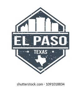 El Paso Texas Travel Stamp Icon Skyline City Design Tourism. Seal Passport Vector.