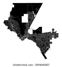 El Paso, Texas, United States, high resolution vector map with city boundaries, and editable paths. The city map was drawn with white areas and lines for main roads, side roads and watercourses .