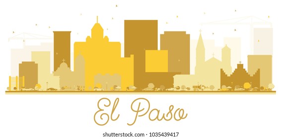 El Paso Texas USA City skyline Golden silhouette. Simple flat concept for tourism presentation, banner, placard or web site. El Paso Cityscape with landmarks. Vector illustration.