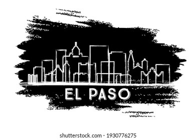 El Paso Texas USA City Skyline Silhouette. Hand Drawn Sketch. Business Travel and Tourism Concept with Historic Architecture. Vector Illustration. El Paso Cityscape with Landmarks.