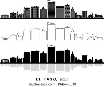 EL PASO Texas USA City Skyline Vector
