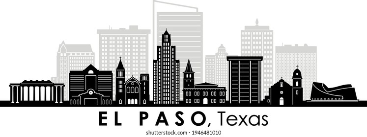 EL PASO Texas USA City Skyline Vector
