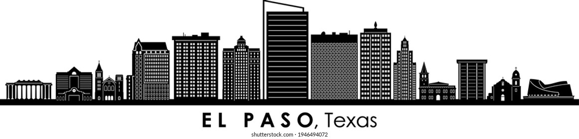 EL PASO Texas USA City Skyline Vector
