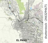 El Paso, Texas, USA map poster art