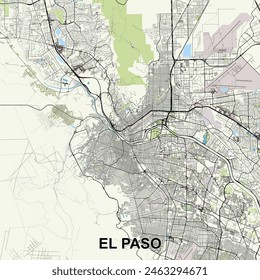 El Paso, Texas, USA map poster art