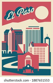 El Paso Texas USA skyline vector illustration