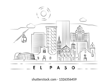 El Paso, Texas vector illustration and typography design 