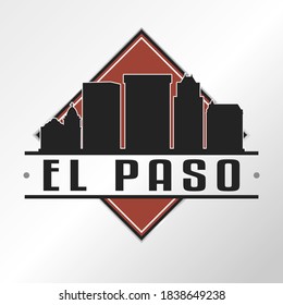 El Paso, TX, USA Skyline Logo. Adventure Landscape Design Vector Illustration.