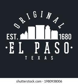 El Paso, TX, USA Skyline Original. A Logotype Sports College and University Style. Illustration Design Vector City.