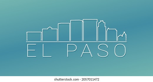 El Paso, TX, USA Skyline Linear Design. Flat City Illustration Minimal Clip Art. Background Gradient Travel Vector Icon.