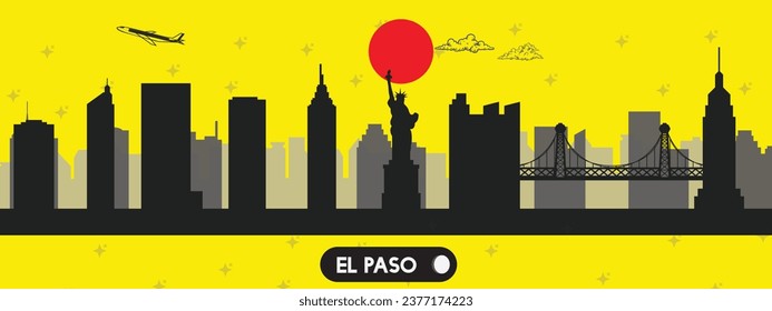 El Paso ,USA (America) beautiful vector illustration , city skyline