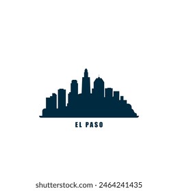 El Paso USA city skyline and cityscape logo. Panorama, US Texas black state icon, abstract landmarks, skyscraper, buildings. United States of America isolated graphic, vector flat