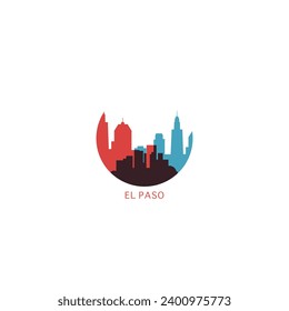 El Paso USA Cityscape skyline Stadpanorama Vektor flach modernes Logo Symbol. US American Texas State Embleme Idee mit Wahrzeichen und Bau Silhouette