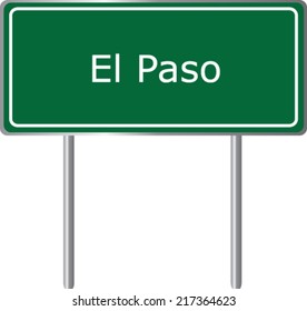 El Paso,Texas, road sign green vector illustration,USA city