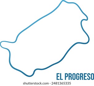 El Progreso administrative department simple stylized outline map. Isolated vector illustration.