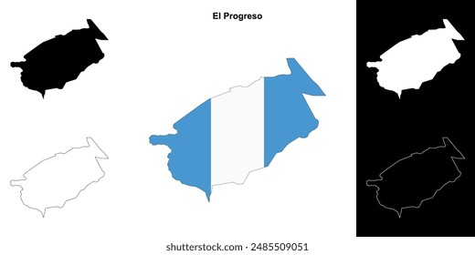 El Progreso department outline map set