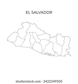 El Salvador administrative division contour map. Regions of El Salvador. Vector illustration