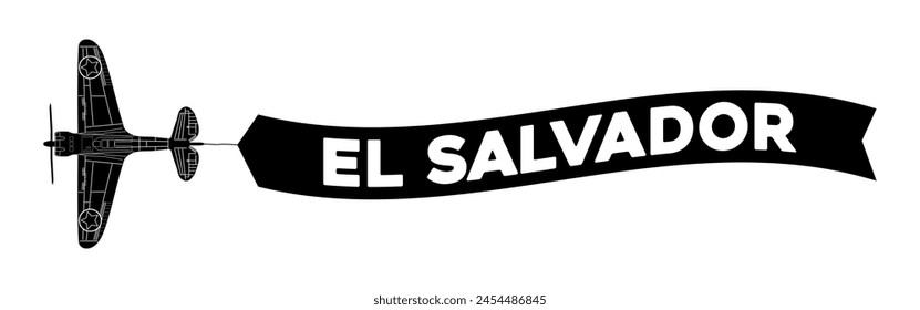 El Salvador advertisement banner is attached to the plane