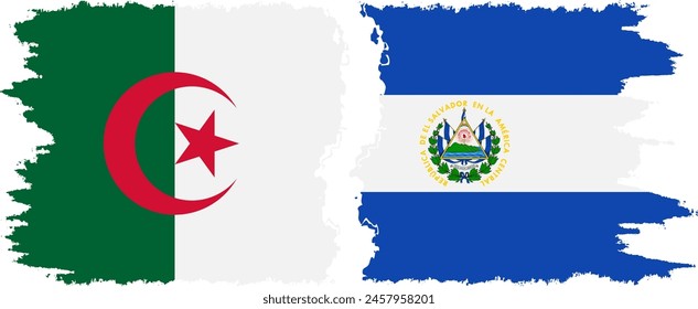 El Salvador and Algeria grunge flags connection, vector