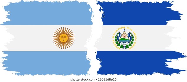 El Salvador and Argentina grunge flags connection, vector