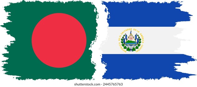 El Salvador and Bangladesh grunge flags connection, vector