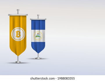 El Salvador And Bitcoin Flag Vector Illustration