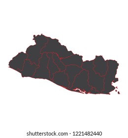 El Salvador black map on white background vector