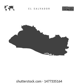 El Salvador Blank Vector Map Isolated on White Background. High-Detailed Black Silhouette Map of El Salvador.