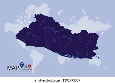 el Salvador blue map vector - Vector